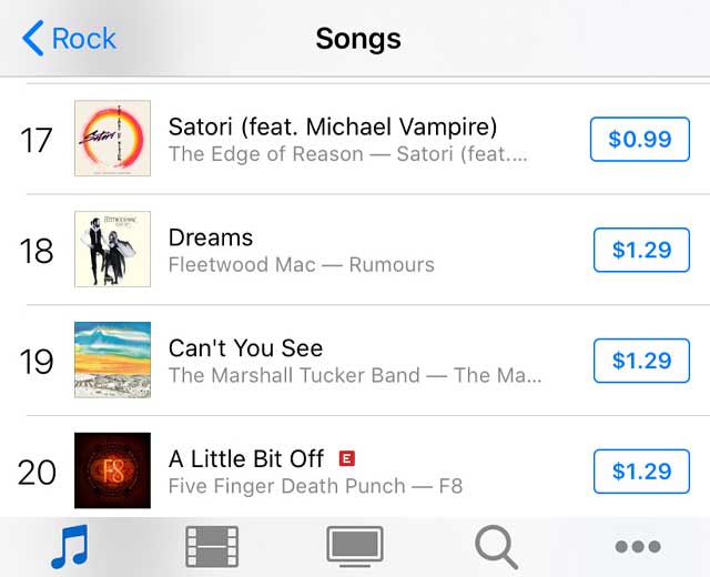 iTunes Store Rock Charts